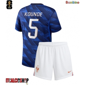 Francia Jules Kounde #5 Prima Maglia Bambino Mondiali 2026 Manica Corta (+ Pantaloni corti)